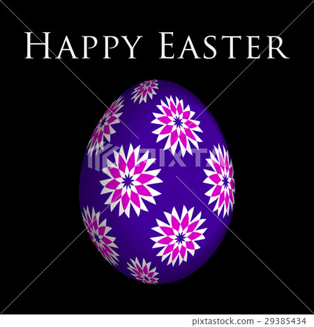 greeting card, colored flowers on Easter egg greeting card, colored flowers on Easter egg 29385434