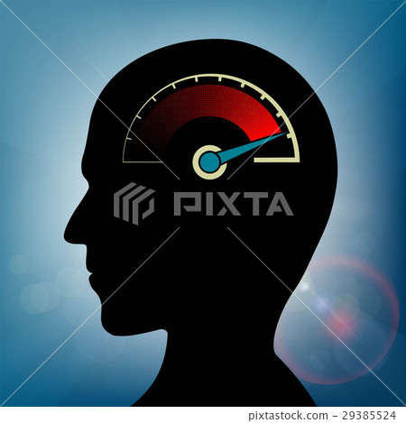 Speedometer with an arrow in human head. 29385524
