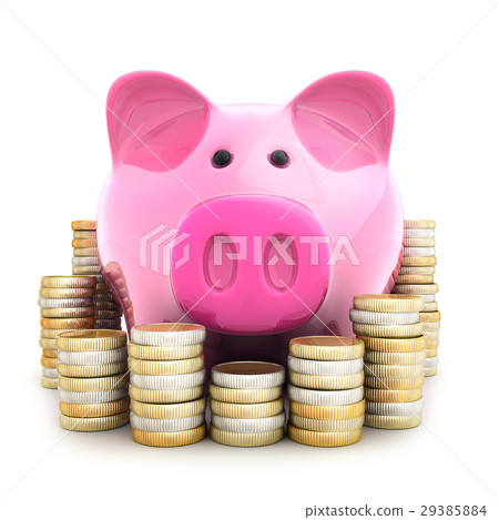 piggy bank and coinns 29385884