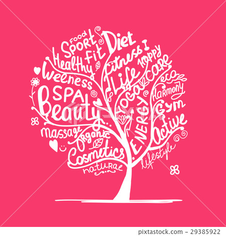 Art tree with healhty lifestyle tags 29385922