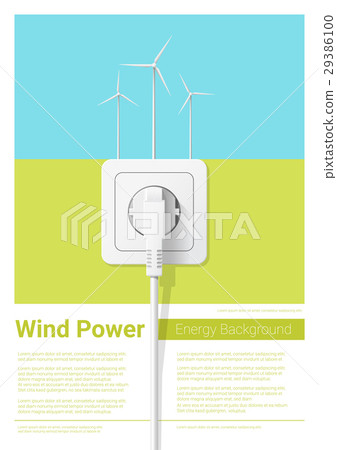 Green energy with wind turbine and electric plug 29386100