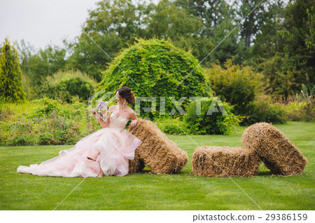 Portrait of a beautiful bride in park Portrait of a beautiful bride in park 29386159