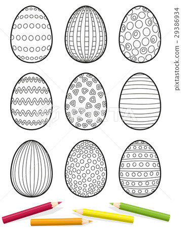 easter eggs coloring picture  stock illustration 29386934