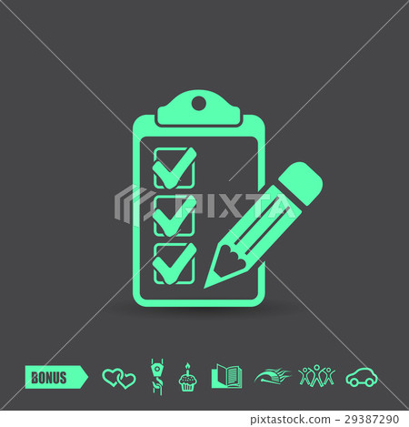 Pictograph of checklist . Green neon color Pictograph of checklist . Green neon color 29387290