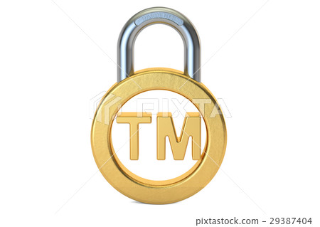 Trademark concept with padlock, 3D rendering 29387404
