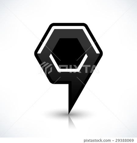 Blank map pin flat location icon hexagon sign 29388069