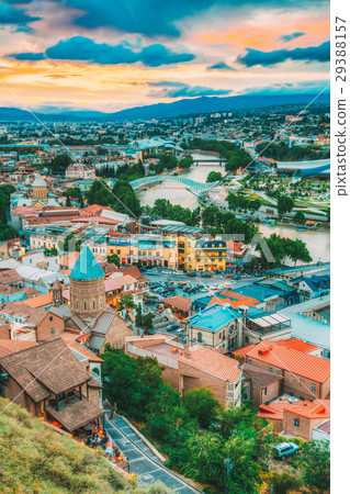 Top View Old Colorful Town, Kura Mtkvari River 29388157