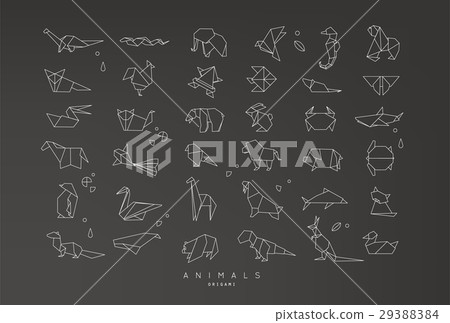 Animals flat origami set 29388384