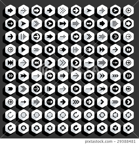 Flat arrow icon hexagon web button - Stock Illustration [29388481] - PIXTA