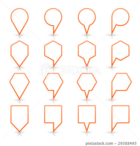 Orange map pin sign flat location icon web button 29388493
