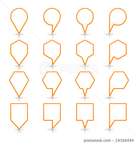 Orange map pin sign flat location icon web button 29388494