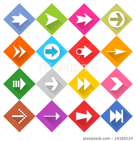 Flat arrow icon set web rhomb button - Stock Illustration [29388524 ...