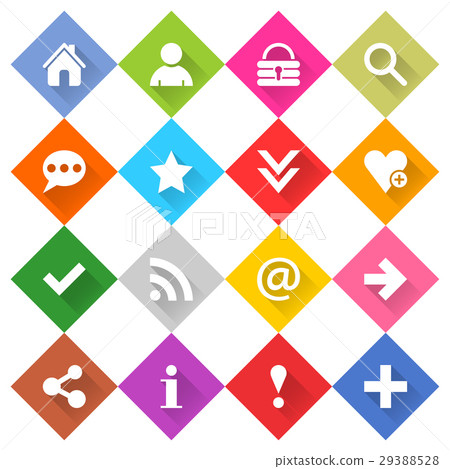 Flat basic icon set rounded rhomb web button - Stock Illustration ...