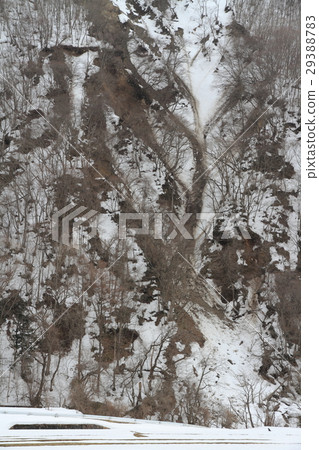 在白馬村3月的陡坡上融雪 29388783