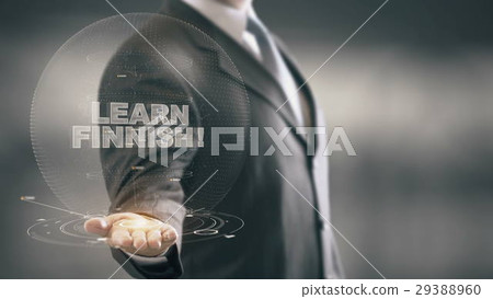 Learn Finnish Hologram Concept Businessman Holding 29388960