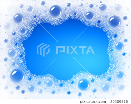 Soap foam overlying on the background of a blue 29389216