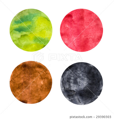 Abstract colorful watercolor painting circle set Abstract colorful watercolor painting circle set 29390303