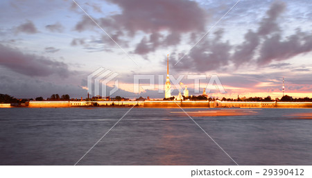 Peter and Paul Fortress before sunrise. 29390412