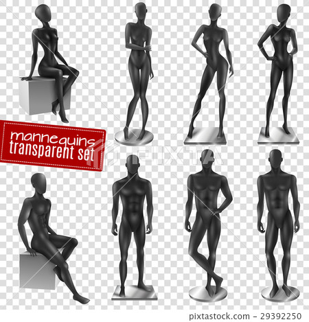 Mannequins Black Realistic Transparent Background 29392250
