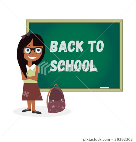 Kids illustration template. Girl back to school 29392302