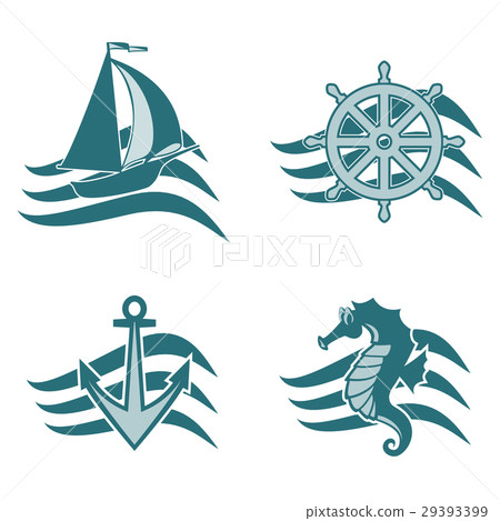 Set of logos on the theme of the sea Set of logos on the theme of the sea 29393399