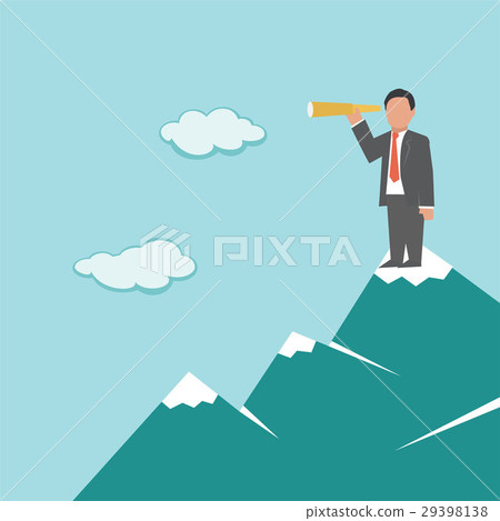 Businessman with telescope on mountain Businessman with telescope on mountain 29398138