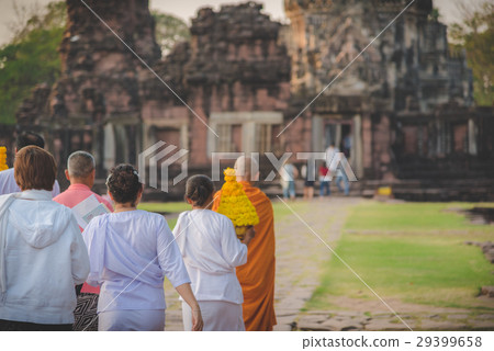 Tourists in Phimai Historical Park. Tourists in Phimai Historical Park. 29399658