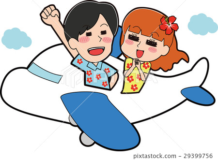 乘坐飛機的夫婦的例證穿阿羅哈襯衣 29399756
