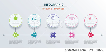 Business infographics template 5 data with circle. 29399822