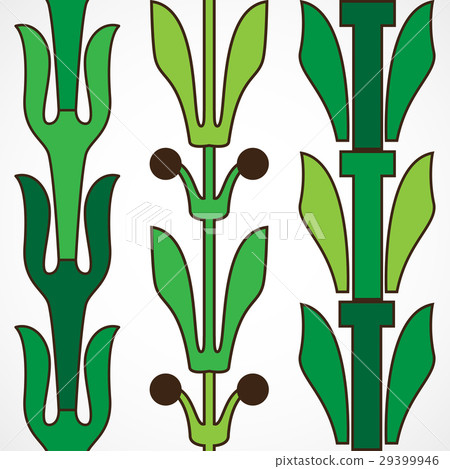 Vintage decorative set green floral pattern  29399946