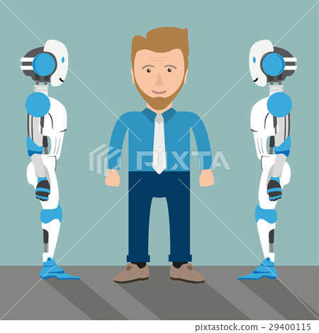 Cartoon Businessman 2 Robots Cartoon Businessman 2 Robots 29400115