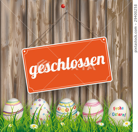 Easter Eggs Worn Wood Sign Geschlossen 29400258