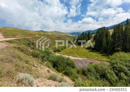 mountain dirt road ,river-bed of the mountain  29400351