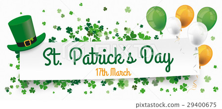 St Patricks Day Paper Banner Shamrocks Balloons 29400675