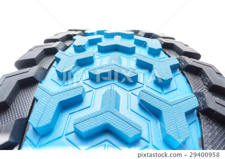 Front of blue running shoe sole isolated on white Front of blue running shoe sole isolated on white 29400958