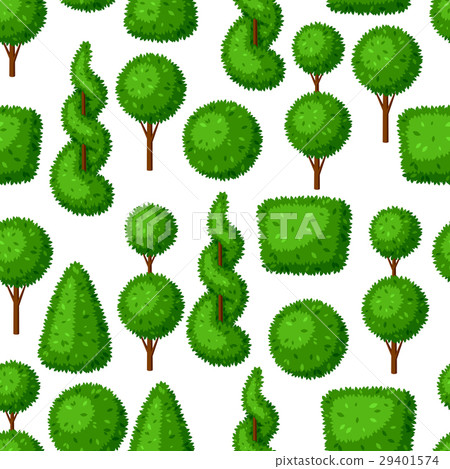 Boxwood topiary garden plants. Seamless pattern Boxwood topiary garden plants. Seamless pattern 29401574