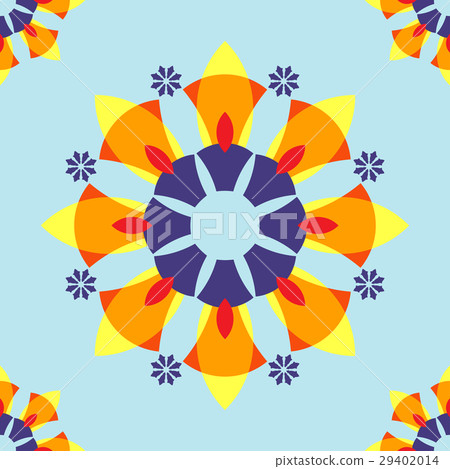 ORANGE FLORA ON BLUE BACKGROUND 29402014