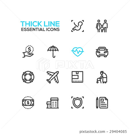 Insurance - modern vector single thick line icons 29404085