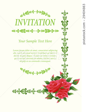 Invitation card, wedding card with rose flower 29404863