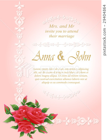 Invitation card, wedding card with rose flower Invitation card, wedding card with rose flower 29404864