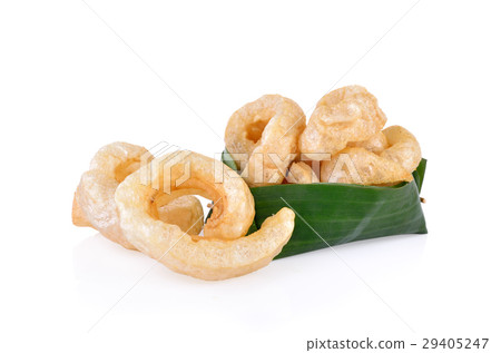 Pork snack, Thai food isolated on a white 29405247