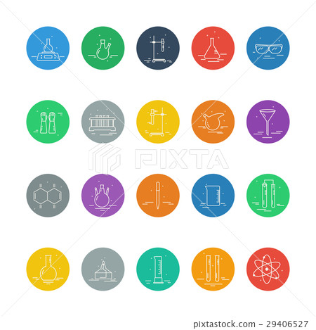 Set of icons with chemical laboratory equipment. 29406527
