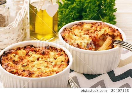 Pastitsio-greek casserole with pasta,meat, tomato Pastitsio-greek casserole with pasta,meat, tomato 29407128