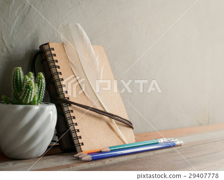 cactus flower with notebook on wood table modern cactus flower with notebook on wood table modern 29407778