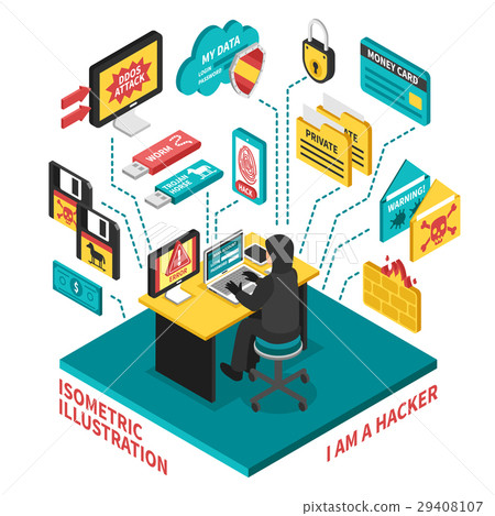 Hacker Isometric Illustration 29408107