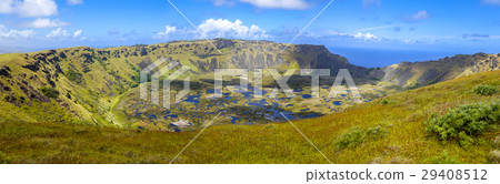 Rano Kau volcano crater in Easter Island panoramic 29408512