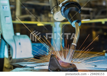 close up robot welding automotive part 29409153