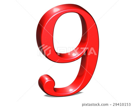 3D Set red number on white background 29410153