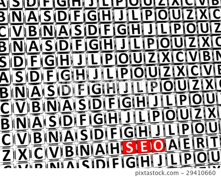 3D Word Seo inside different letters blocks 29410660