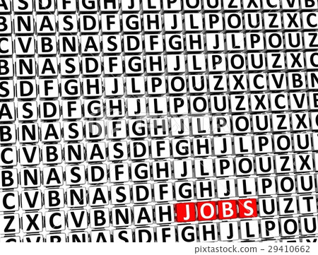 3D Word Jobs inside different letters blocks 3D Word Jobs inside different letters blocks 29410662